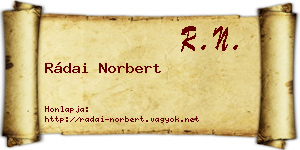 Rádai Norbert névjegykártya
